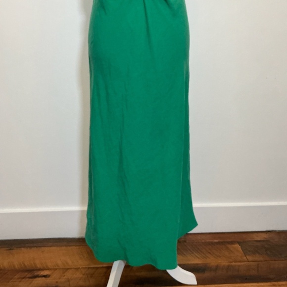 Zara Green Ruched Front Slip Midi Dress Size XL - Picture 4 of 8